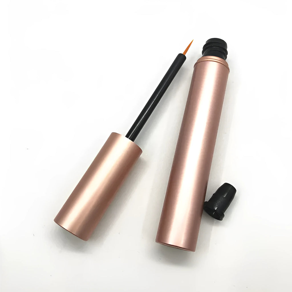 4ml Metal Aluminium Tube Eyeliner Bottle with Rose Gold Paint - 118mm x 15mm Aluminium Powder Gold Eyeliner, Eyelash, Lip Brush Bottle with Black Inner Plug for Cosmetic Use