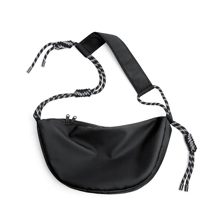 Men's lightweight nylon messenger bag in solid colour with large capacity for daily commuting