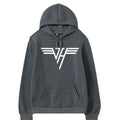Printed loose fleece hooded sports couples coat in black, front view side seam pockets