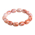 Natural cherry agate barrel bead bracelet with Ruyi elements and 10x14mm beads