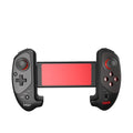 Red telescopic Bluetooth gamepad controller extended with a phone clipped in the centre.