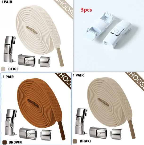 8mm widened flat elastic shoelaces with press lock mechanism in black and white for sneakers