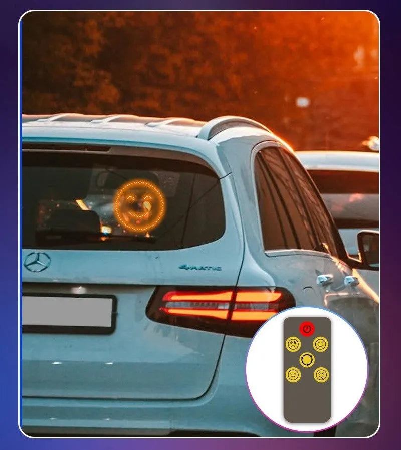 Car LED indicator light for rear window, gesture-controlled smile lamp with PVC body and 5V power