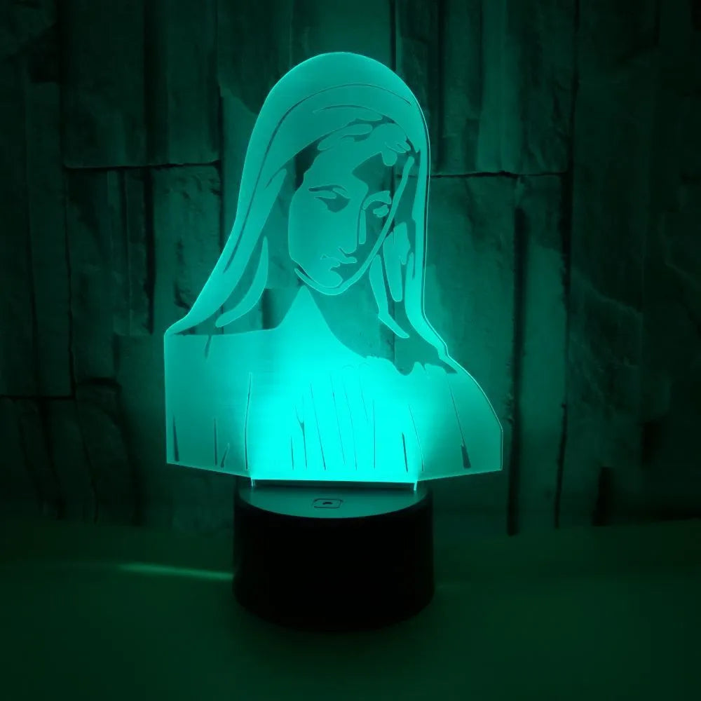 3D LED night light with colour changing modes showing dual-ring pattern on acrylic panel