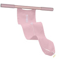 Grey or pink yoga stretching tool for shoulder, back, and hip flexibility exercises.