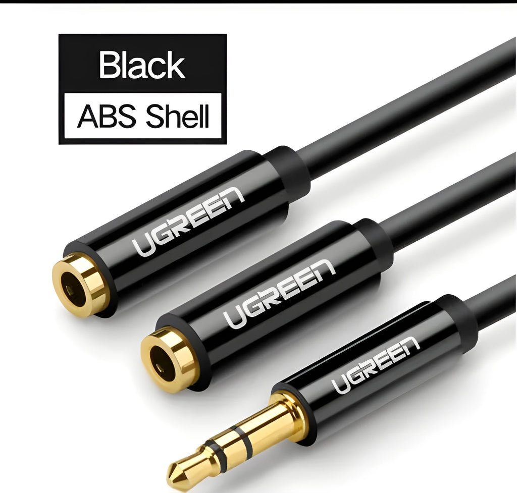 Short 0.2m earphone cable with 3.5mm gold connector in choice of black, grey or white
