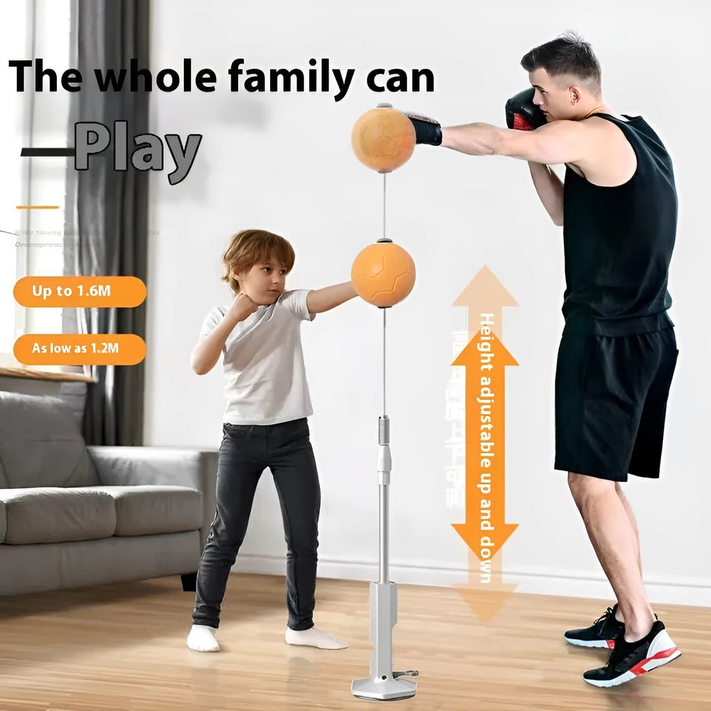 Vertical boxing reaction speed ball with roly-poly design and boxing gloves