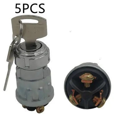 Copper vehicle ignition lock with key for JK423 model trucks and forklifts.