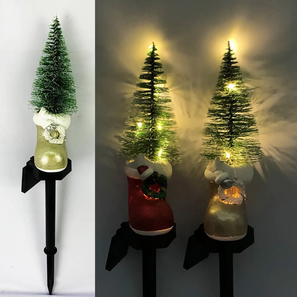 45cm Christmas solar outdoor yard lamp with IP55 rating, 50000 hour lifespan, and festive snowman or tree design