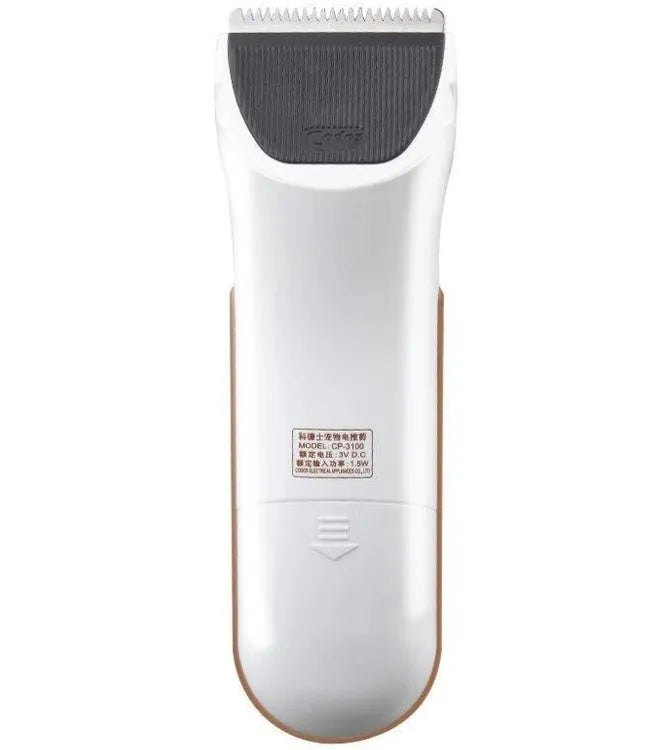 White pet grooming clipper with ceramic blade for dog and cat coat trimming