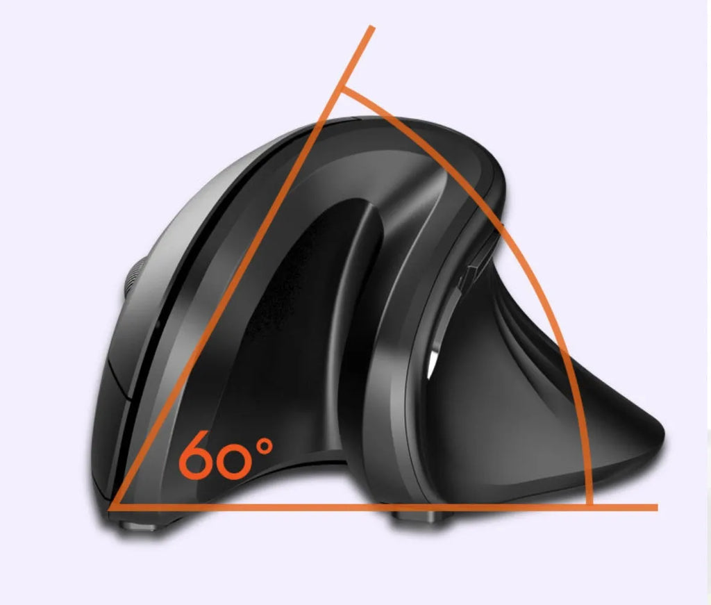 Black wireless vertical mouse with six buttons, extended wrist rest, diamond-pattern waist and adjustable DPI