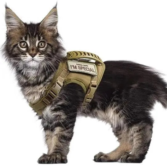 Cat chest strap vest in Oxford cloth with hand holding traction rope, free size, black khaki Army Green