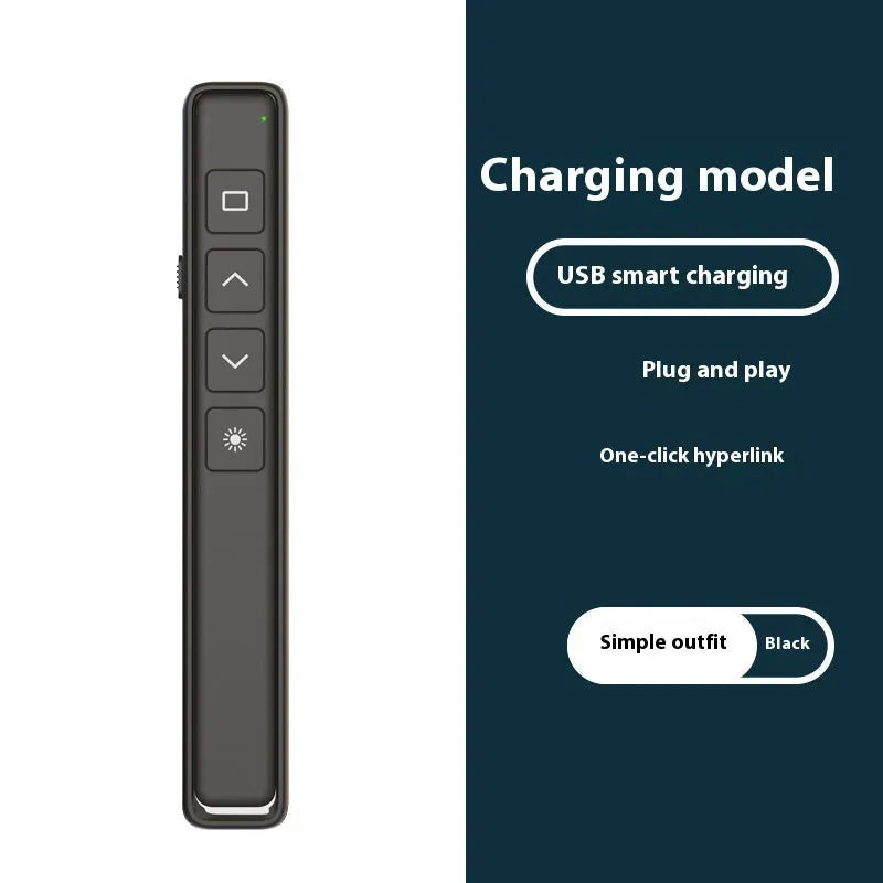 A whiteboard remote control pen with a universal USB receiver, shown in black, white, and pink colour options.