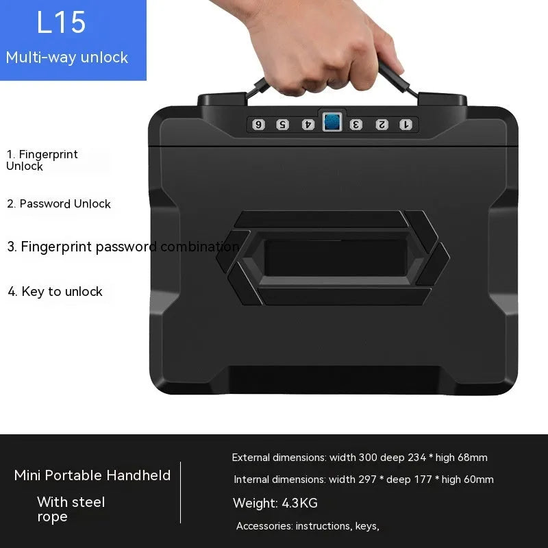 Portable mechanical password safe box with combination lock for travel and office security