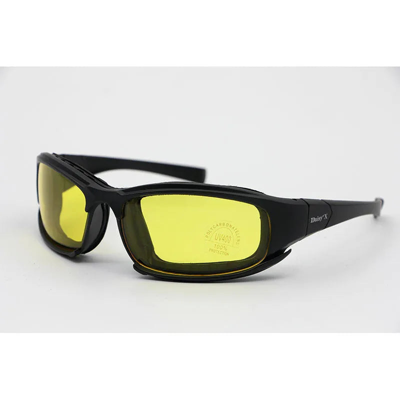 Tactical sports riding glasses full frame goggles with PC frame, four films, EVA finger box and mirror bag