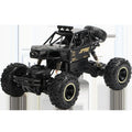 Large black 4WD remote control climbing car and a smaller silver high-speed RC car with wireless remotes