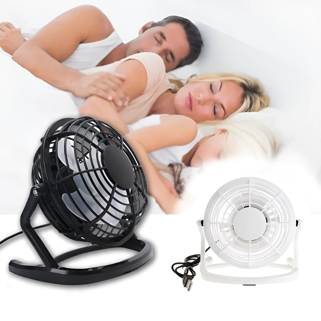 Mini USB desk fan in black colour with adjustable angle for computer cooling
