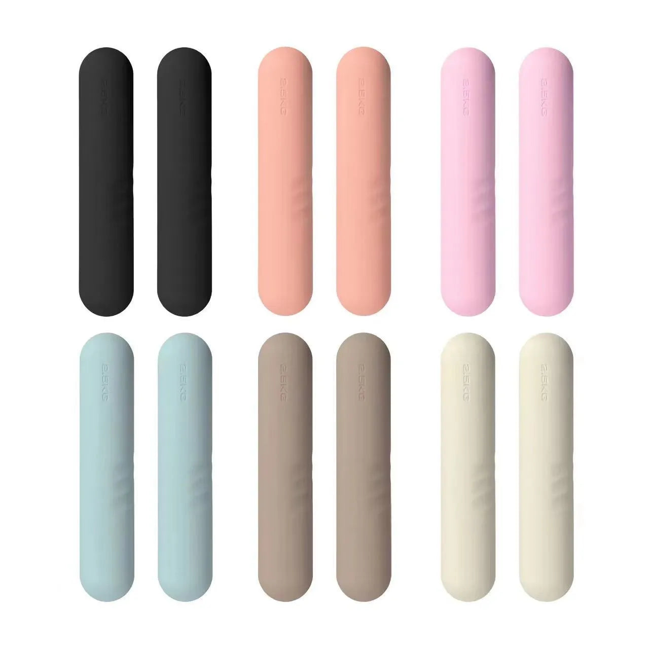 Hand-drawn silicone-grip dumbbell stick in various colours and weights for fitness training.
