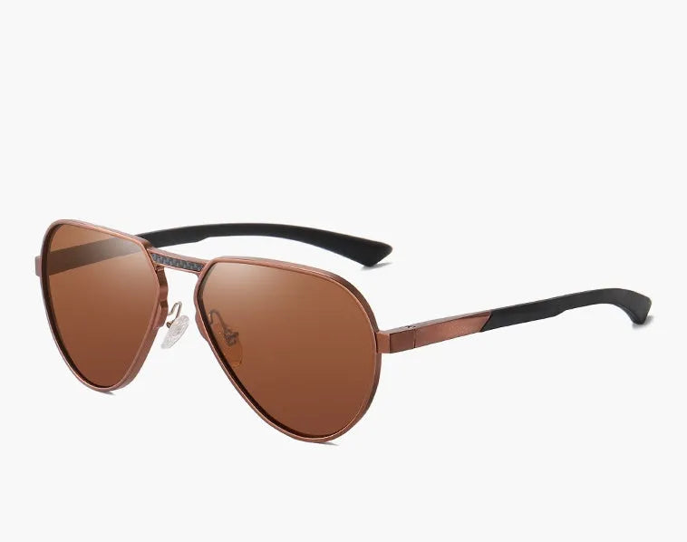 Aluminium-magnesium alloy polarised sunglasses with TAC lens, black frame with grey film