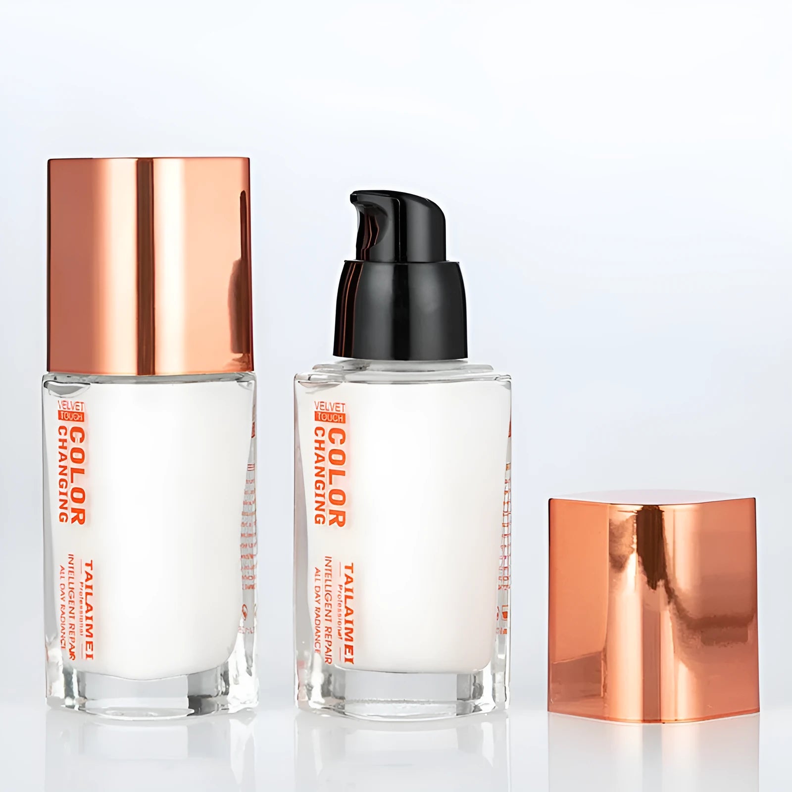 Liquid foundation in White shade with colour-changing technology for warm skin tones