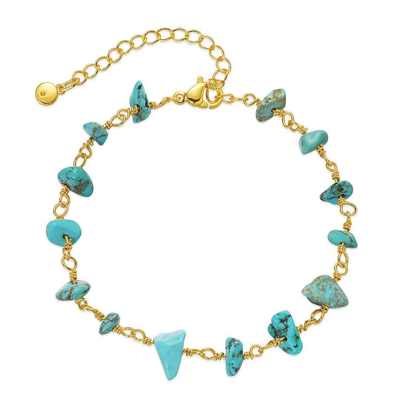 Women's geometric bracelet with natural gravel texture and crystal accents in 18K copper