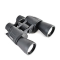 Black outdoor binoculars with large 100mm objective lenses and continuous zoom control.