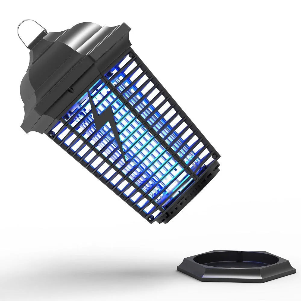 Black outdoor UV mosquito catcher with electric shock grid for garden areas up to 61 square metres