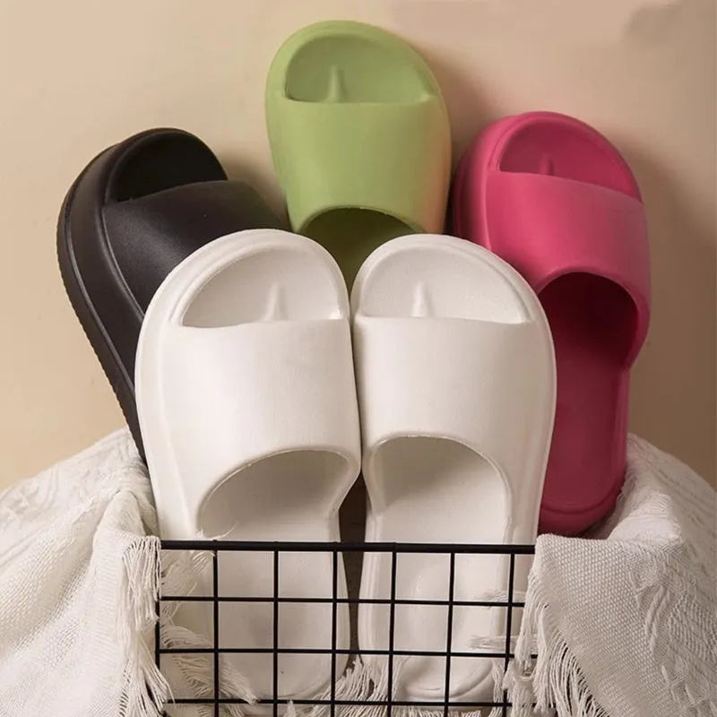 Women's 7cm heel EVA slippers in solid colour, non-slip sole for home and garden