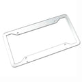 Aluminum alloy license plate frame in four colour options showing dimensions