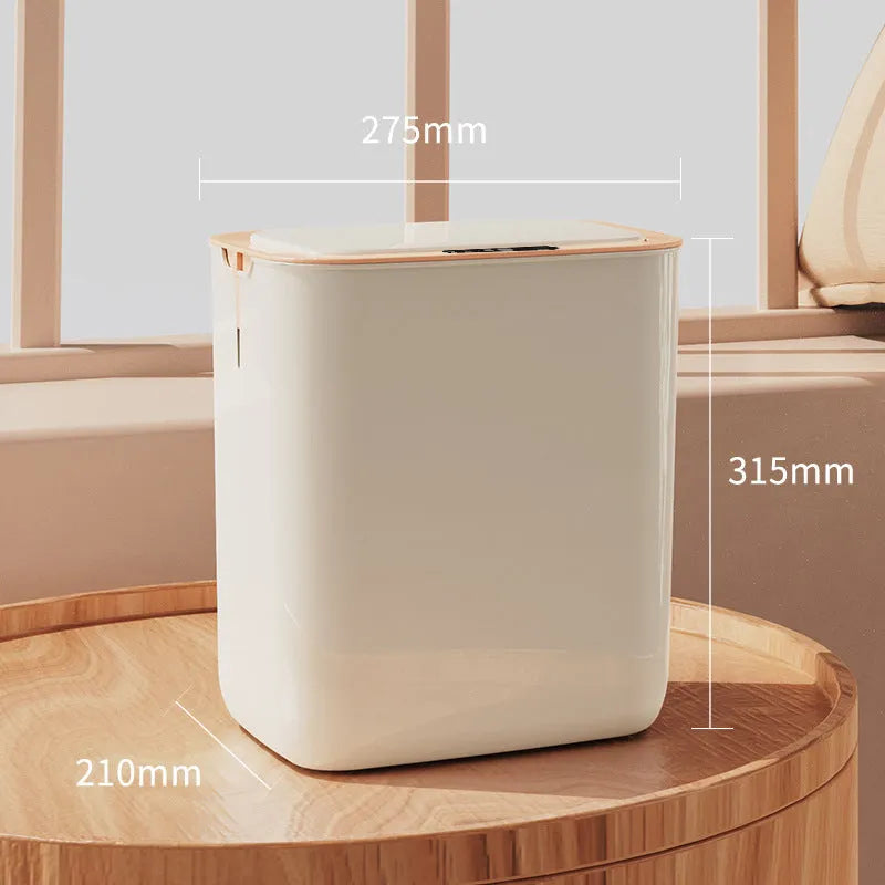 Automatic Inductive Ashbin for Home Bedroom Kitchen with Large Capacity 18-25L Plastic Square Barrel Multi-Zone Classification Rechargeable in Gray Green Light Yellow White