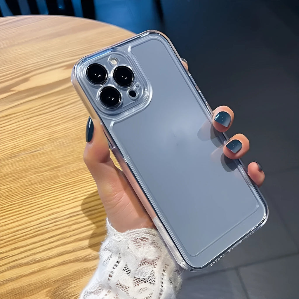 Transparent shockproof TPU phone case in Space Shell colour for iPhone models, back cover style.