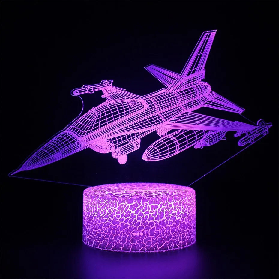 Cartoon airplane shaped LED night light with touch switch on acrylic base