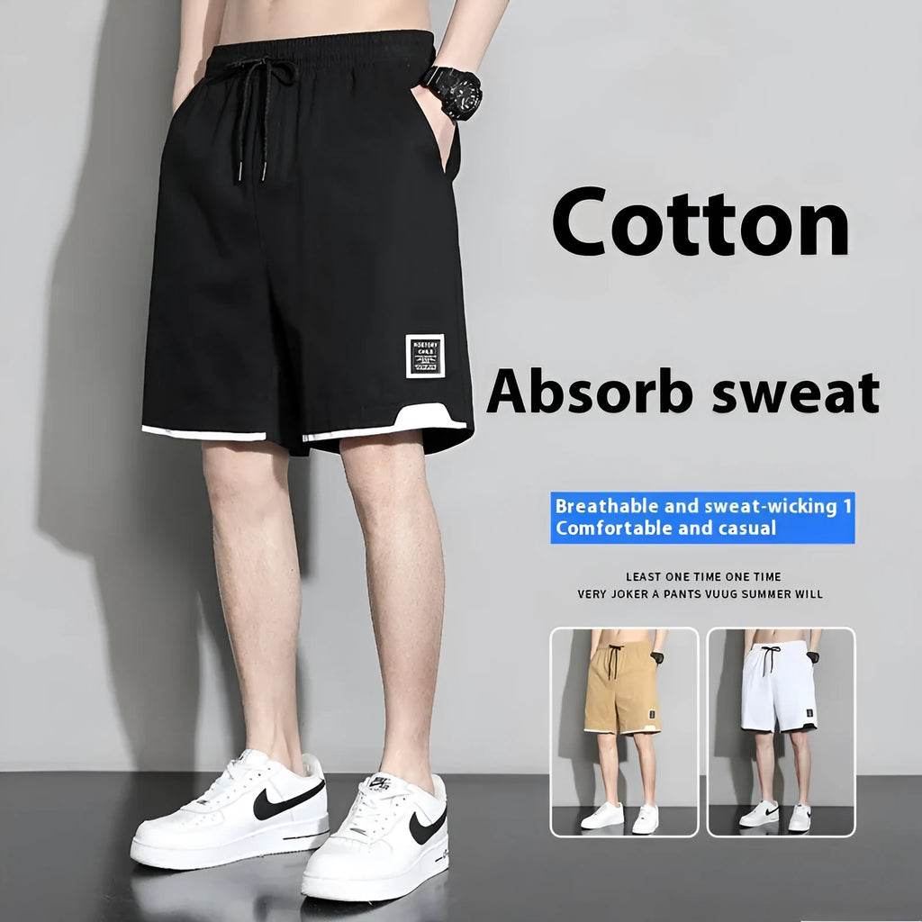 Cotton shorts for boys in plus sizes, available in black, khaki, and white.
