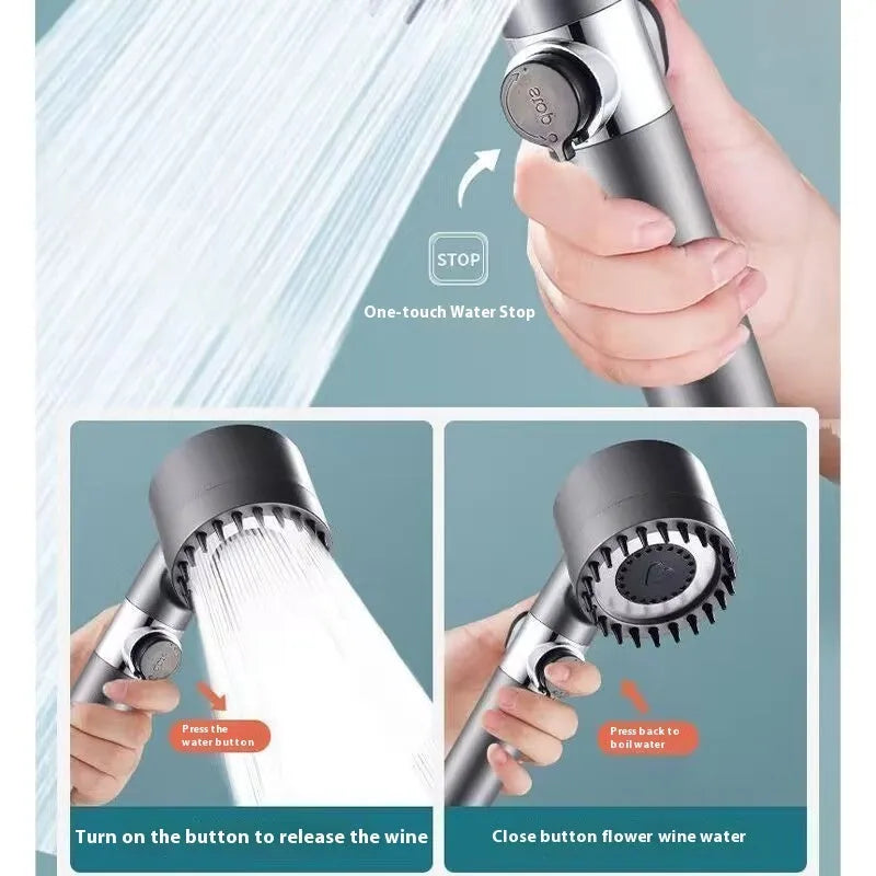 Portable strong boost bathroom shower head with three adjustable spray functions