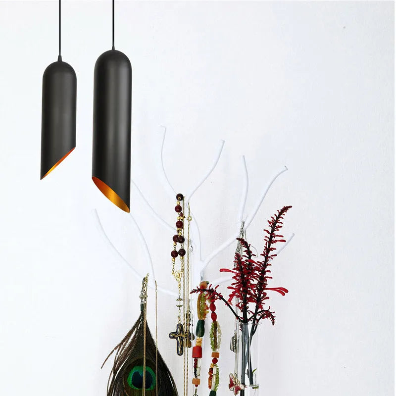 Retro iron art chandelier with matte black finish hanging from ceiling