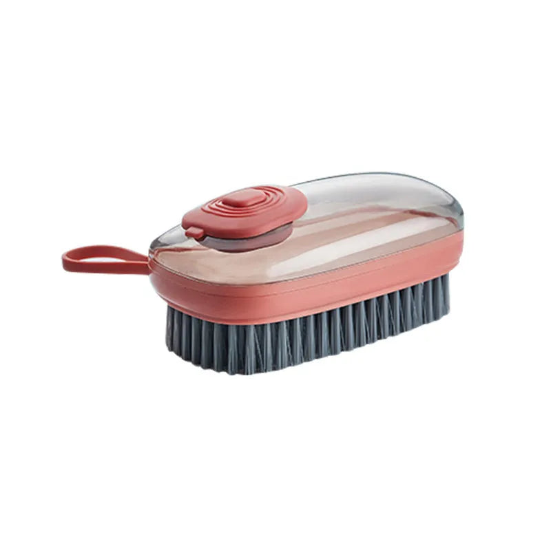 Automatic liquid cleaning brush in ABS plastic with ergonomic grip for shoes and laundry