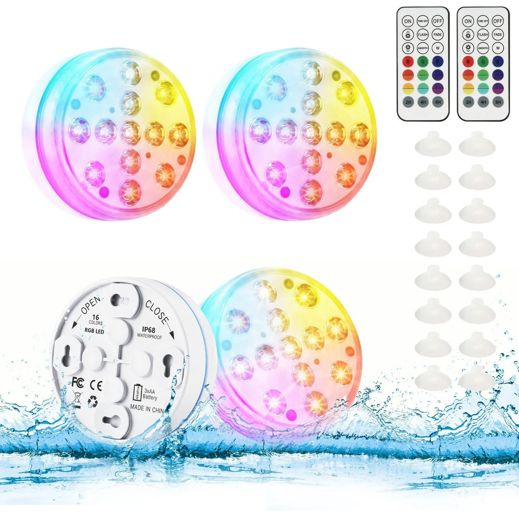 Colour changing remote control diving light with IP68 waterproof rating and ABS case for garden and underwater decoration
