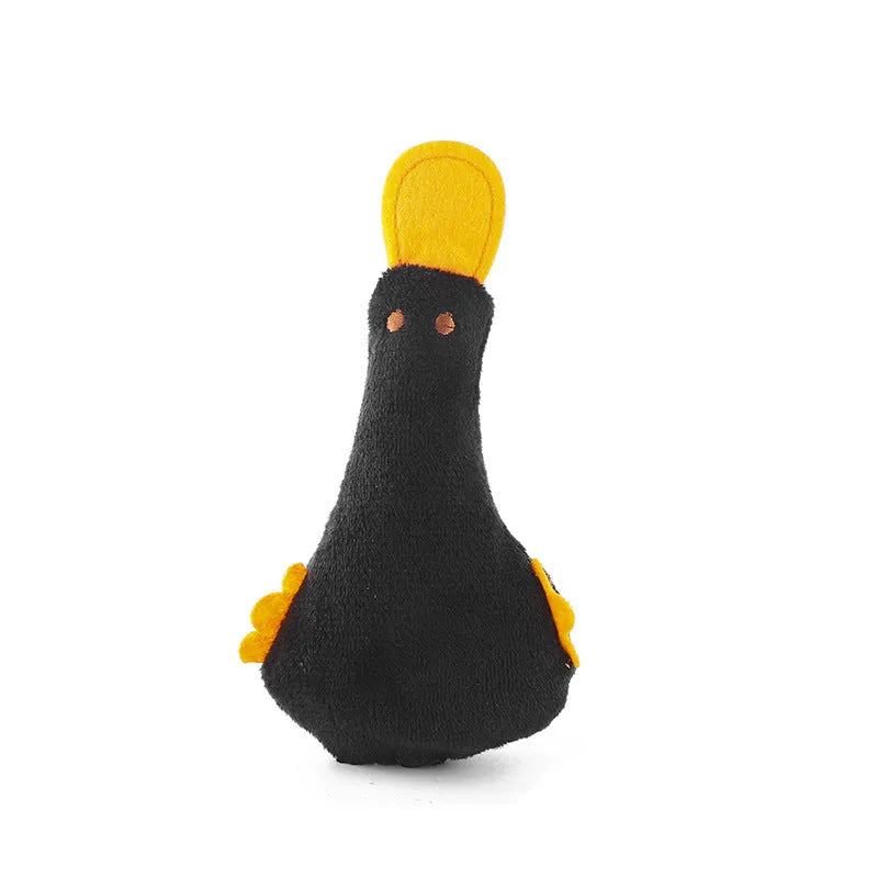 Blue plush duck pet toy with squeak sound and catnip filling for cats and dogs