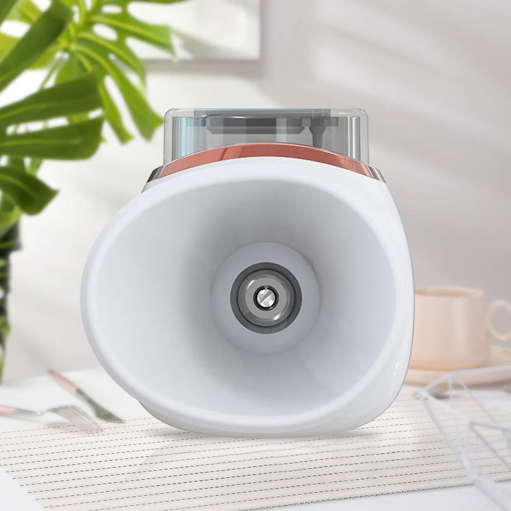 White and purple eye humidifier with charging cable on white background