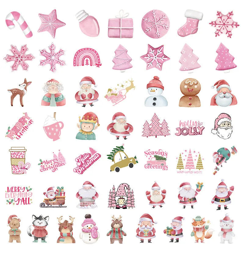 50 Christmas decoration waterproof stickers in cute style for cars phones computers