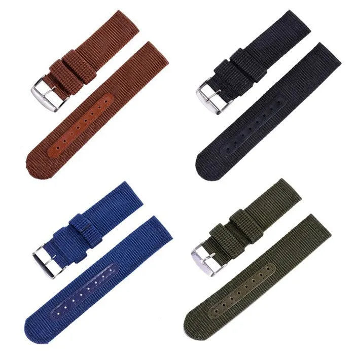 Waterproof canvas watch band, 1.4mm thick, NATO 18mm 20mm 22mm 24mm, Black Blue Brown Green