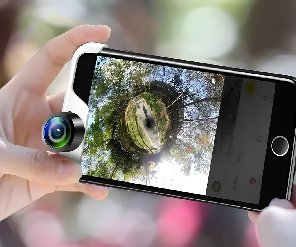 360 panoramic camera lens accessory for iPhone models with plug-and-play connection