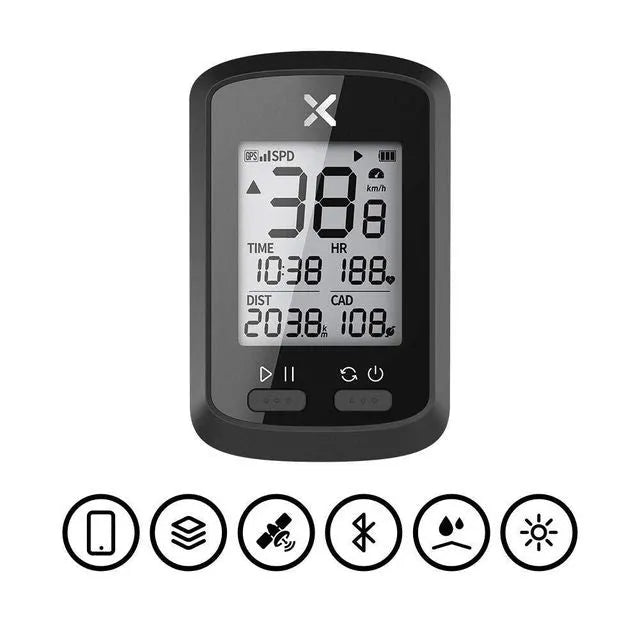 Black plastic waterproof bicycle stopwatch for cycling timing and training