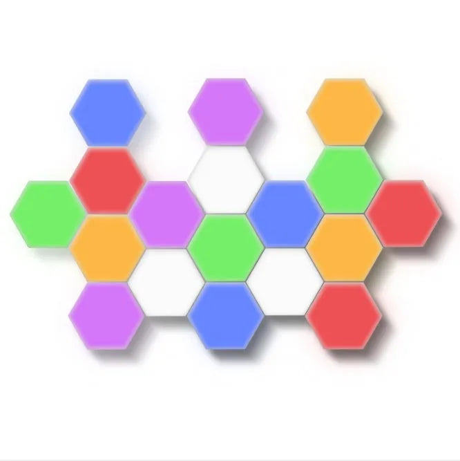 Helios modular honeycomb wall lamp with hexagonal panels in modern minimalist design