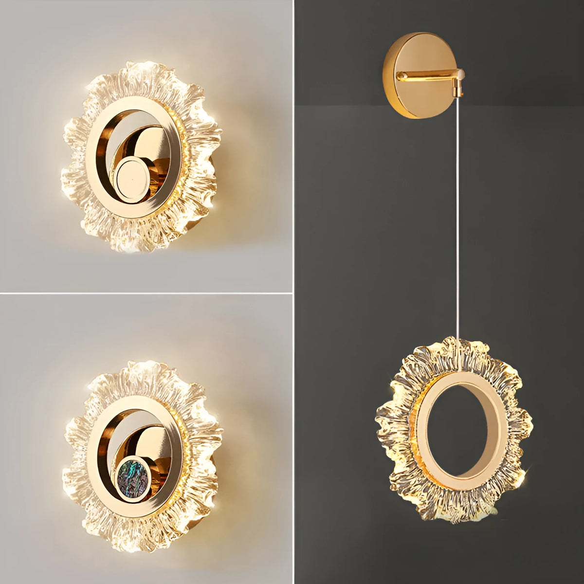 Modern acrylic wall lamp with tricolor light options for bedroom installation, minimalist design, 220V compatible