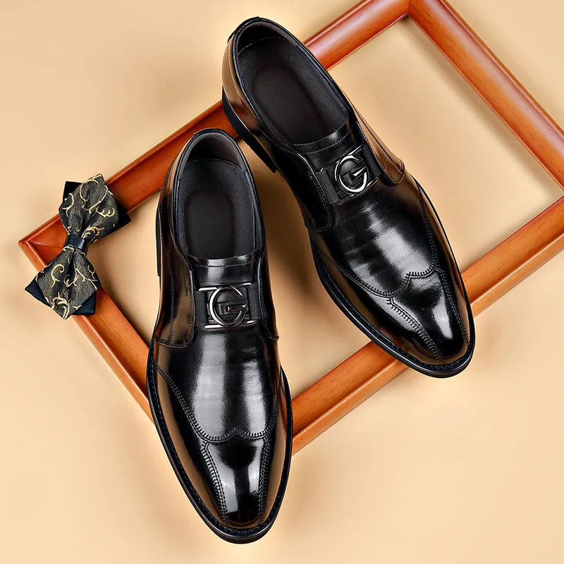 Men's casual lace-up shoes in black and brown, sizes 38-48, side view