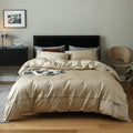 Embroidered pure cotton four-piece bed sheet set with quilt cover, bed sheet and pillowcase in blue, champagne, grey, pink or white.