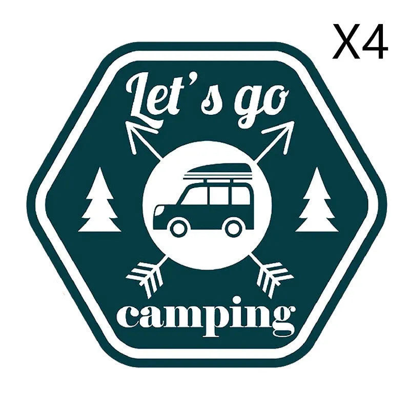 Camping pattern car sticker 14x12.7cm PVC strong adhesion decal