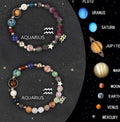 Natural stone beaded bracelets with zodiac symbols and adjustable clasp, 21cm length