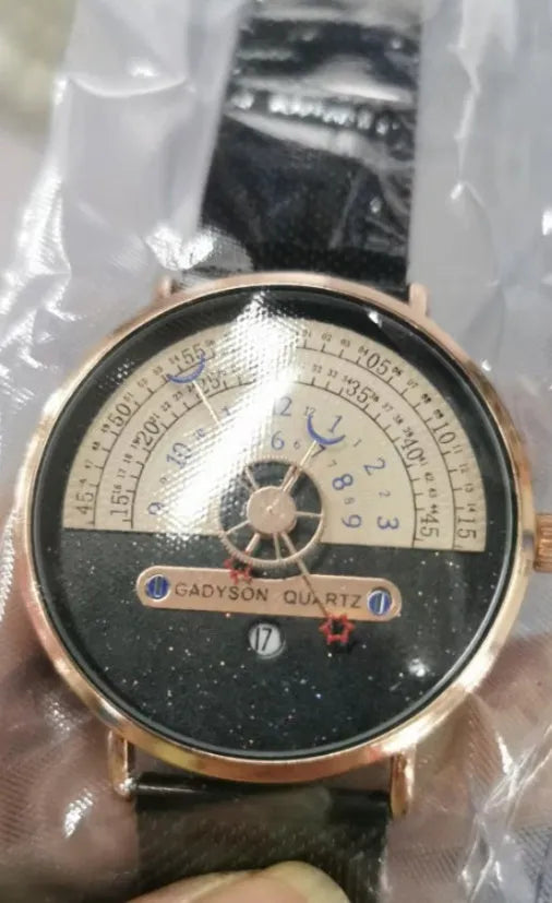 Men's gold and silver sports watch with round 40mm dial, mineral glass, and stainless steel or leather strap options